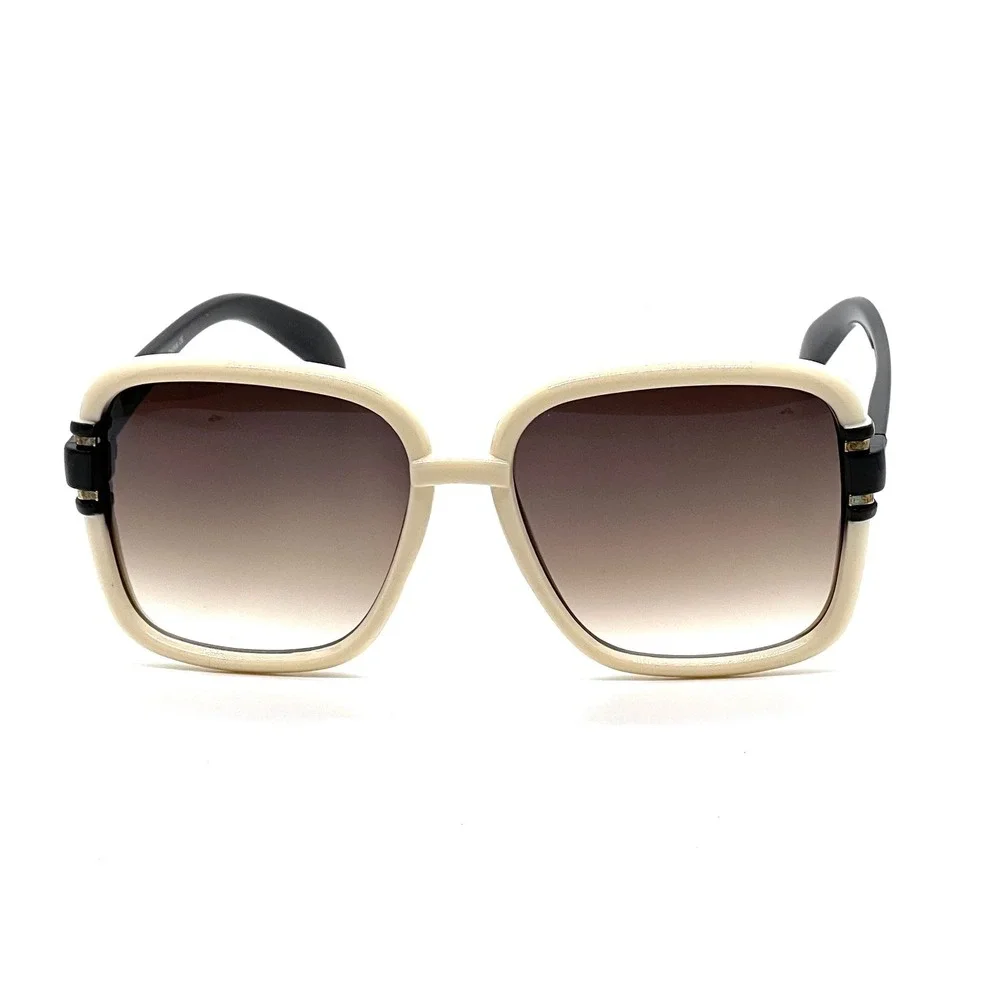 Chic Oversized Square Sunglasses Cream Black Gradient Lenses Women Fashion Gafas